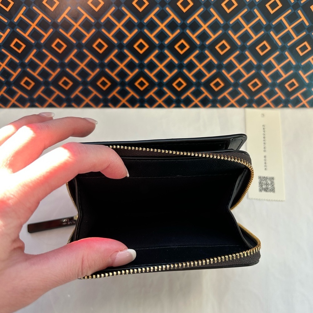 Tory Burch Emerson Tortoise Patent Mini Wallet Gold Brown Tan Neutral - Picture 10 of 10